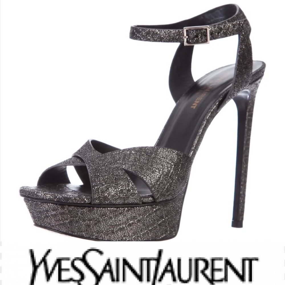 - ❤️❤️ SAINT LAURENT
Suede Sandals
Size: IT 39.5❤️❤️black and sliver